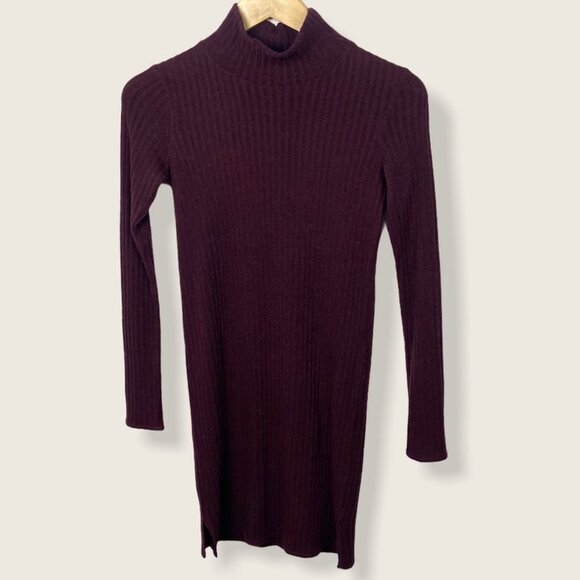 Aritzia Wilfred Free Mariel Ribbed‎ Knit Dress Size XS Burgundy Maroon Purple - Picture 4 of 14
